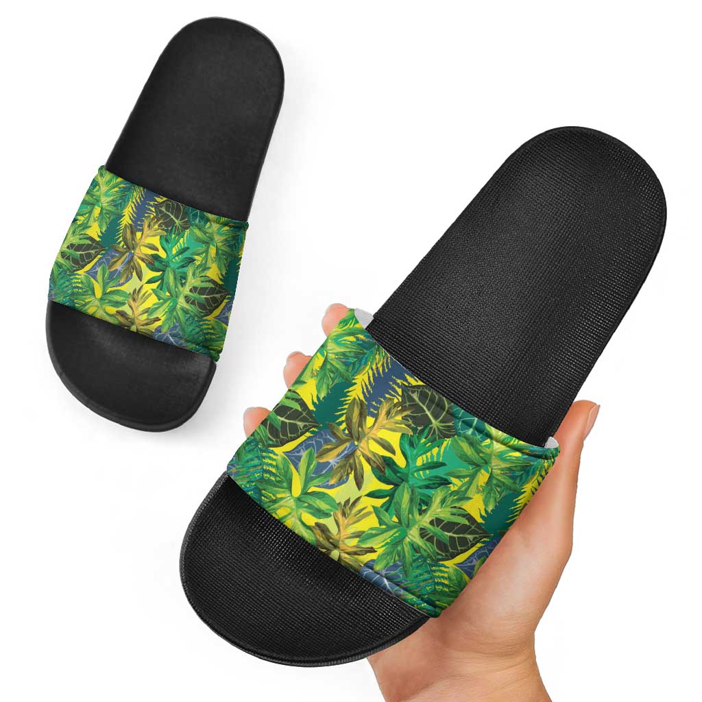 Hawaii Summer Tropical Leaves Slide Sandals - Polynesian Pride