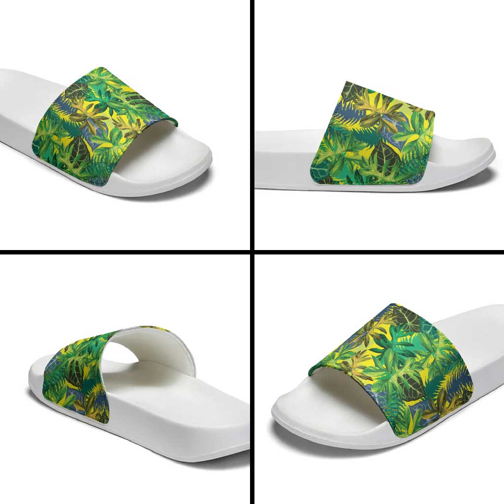 Hawaii Summer Tropical Leaves Slide Sandals - Polynesian Pride