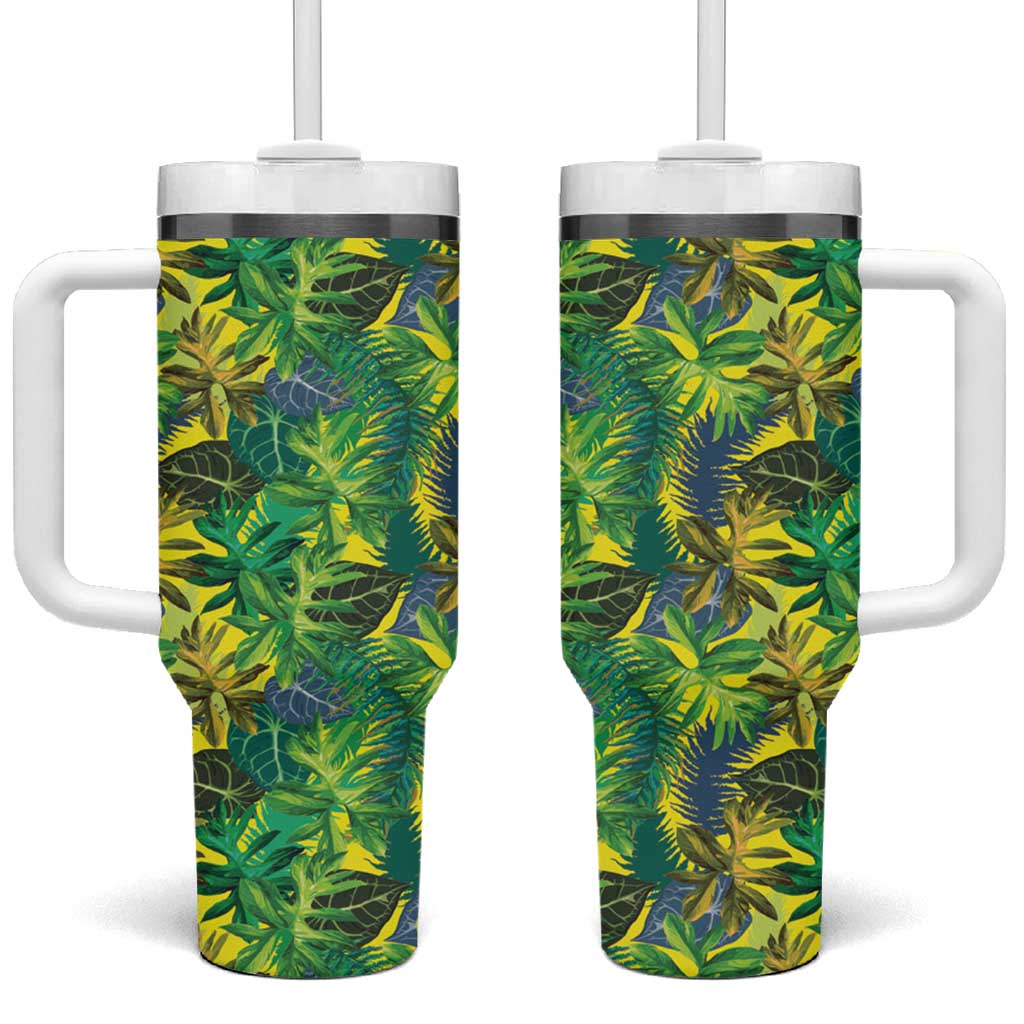 Hawaii Summer Tropical Leaves Tumbler With Handle - Polynesian Pride