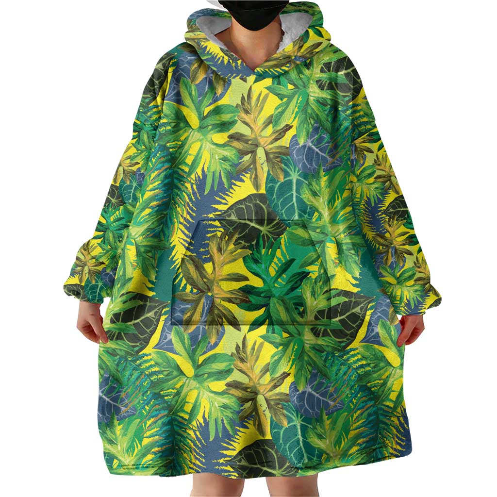 Hawaii Summer Tropical Leaves Wearable Blanket Hoodie - Polynesian Pride