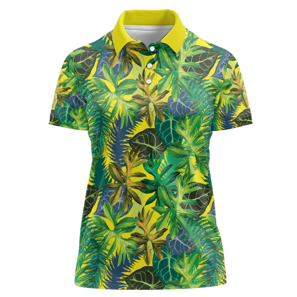 Hawaii Summer Tropical Leaves Women Polo Shirt - Polynesian Pride