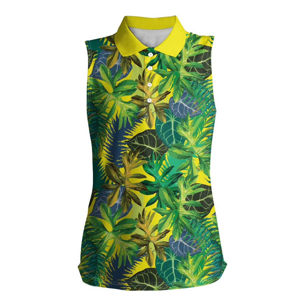 Hawaii Summer Tropical Leaves Women Sleeveless Polo Shirt - Polynesian Pride
