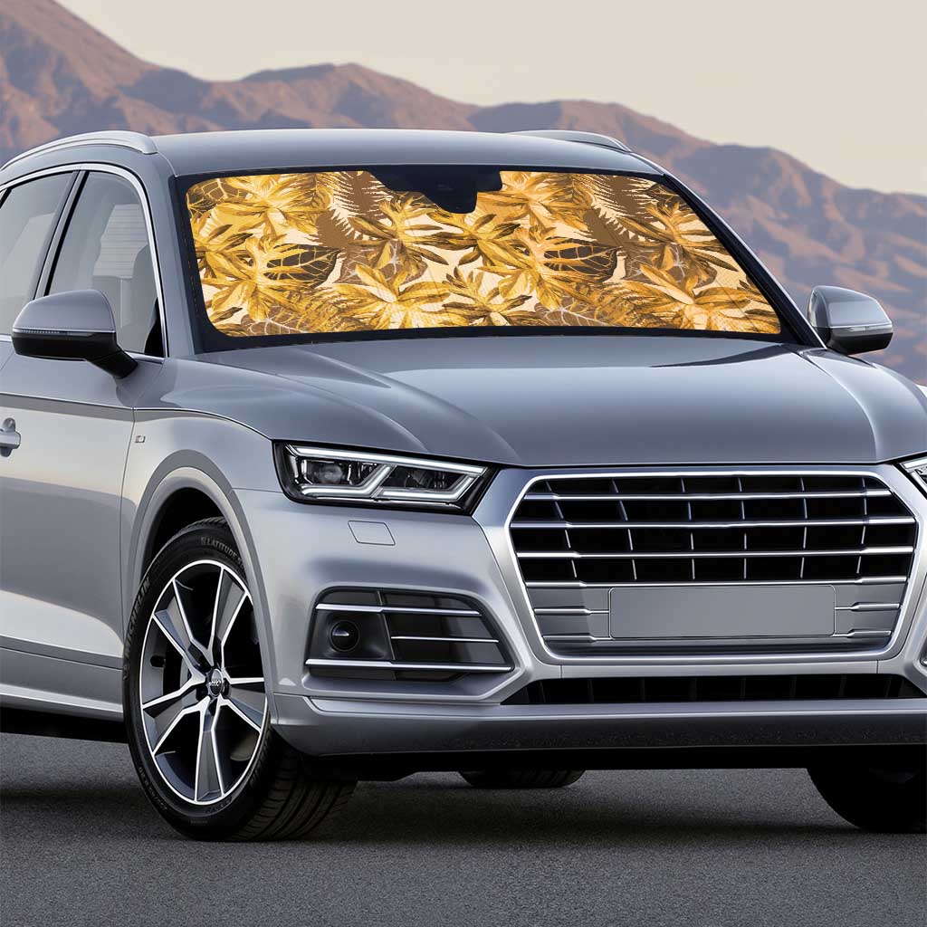 Hawaii Gold Tropical Leaves Auto Sun Shade - Polynesian Pride