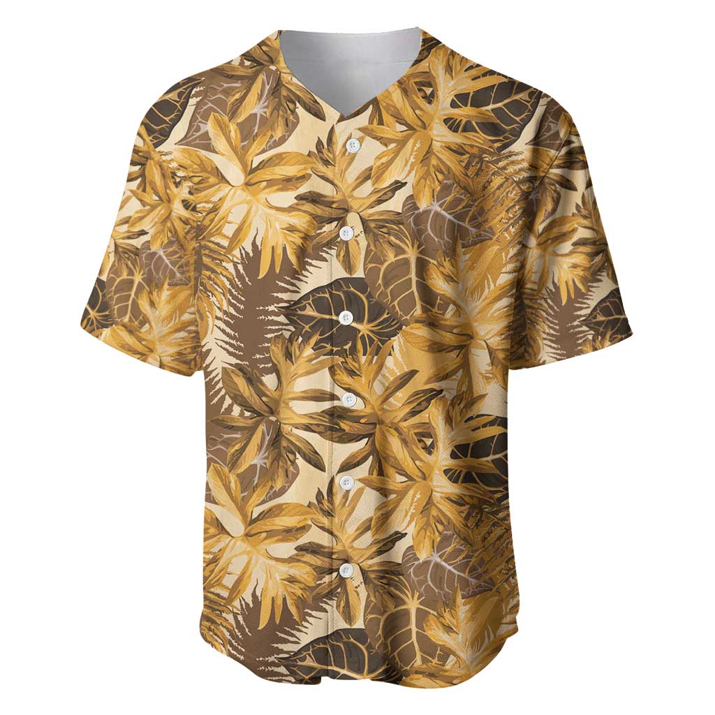 Hawaii Gold Tropical Leaves Baseball Jersey - Polynesian Pride