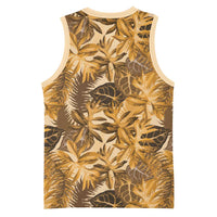 Hawaii Gold Tropical Leaves Basketball Jersey - Polynesian Pride