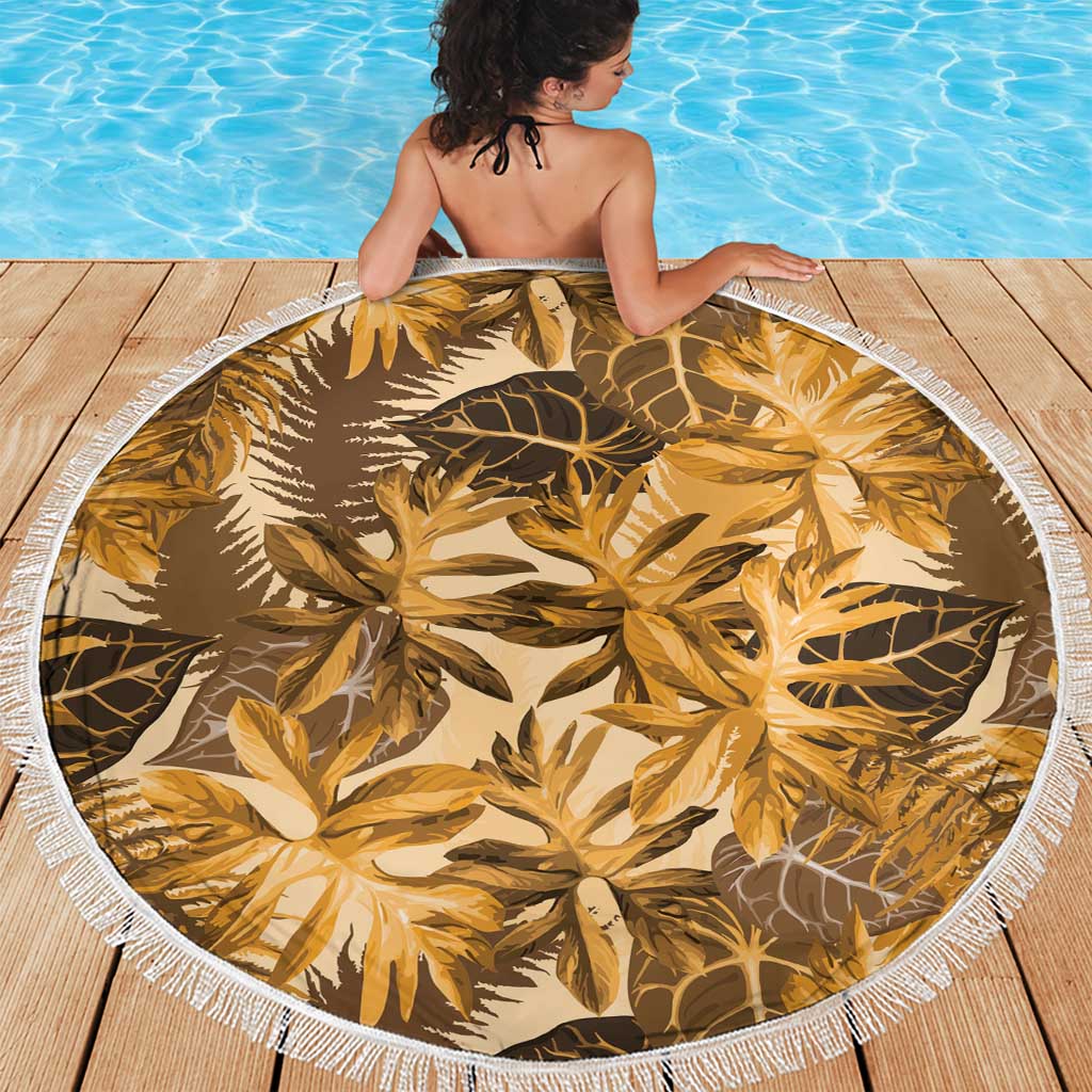 Hawaii Gold Tropical Leaves Beach Blanket - Polynesian Pride