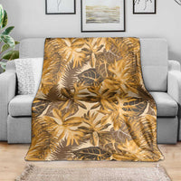 Hawaii Gold Tropical Leaves Blanket - Polynesian Pride