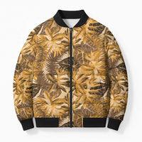 Hawaii Gold Tropical Leaves Bomber Puffer Jacket - Polynesian Pride