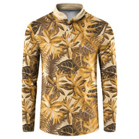 Hawaii Gold Tropical Leaves Button Sweatshirt - Polynesian Pride