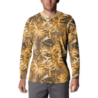 Hawaii Gold Tropical Leaves Button Sweatshirt - Polynesian Pride