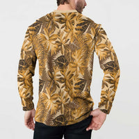 Hawaii Gold Tropical Leaves Button Sweatshirt - Polynesian Pride