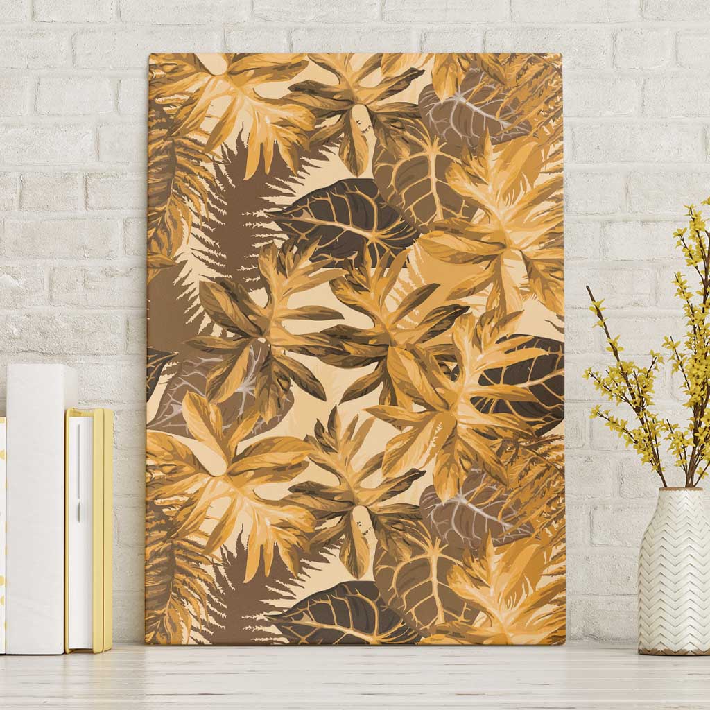Hawaii Gold Tropical Leaves Canvas Wall Art - Polynesian Pride