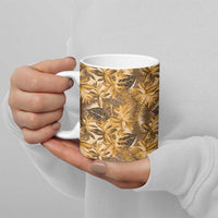 Hawaii Gold Tropical Leaves Ceramic Mug - Polynesian Pride