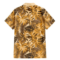 Hawaii Gold Tropical Leaves Family Matching Mermaid Dress and Hawaiian Shirt - Polynesian Pride
