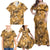 Hawaii Gold Tropical Leaves Family Matching Off Shoulder Maxi Dress and Hawaiian Shirt - Polynesian Pride