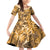 Hawaii Gold Tropical Leaves Family Matching Off Shoulder Short Dress and Hawaiian Shirt - Polynesian Pride