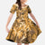 Hawaii Gold Tropical Leaves Family Matching Summer Maxi Dress and Hawaiian Shirt - Polynesian Pride
