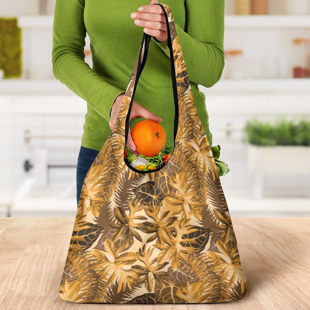 Hawaii Gold Tropical Leaves Grocery Bag - Polynesian Pride