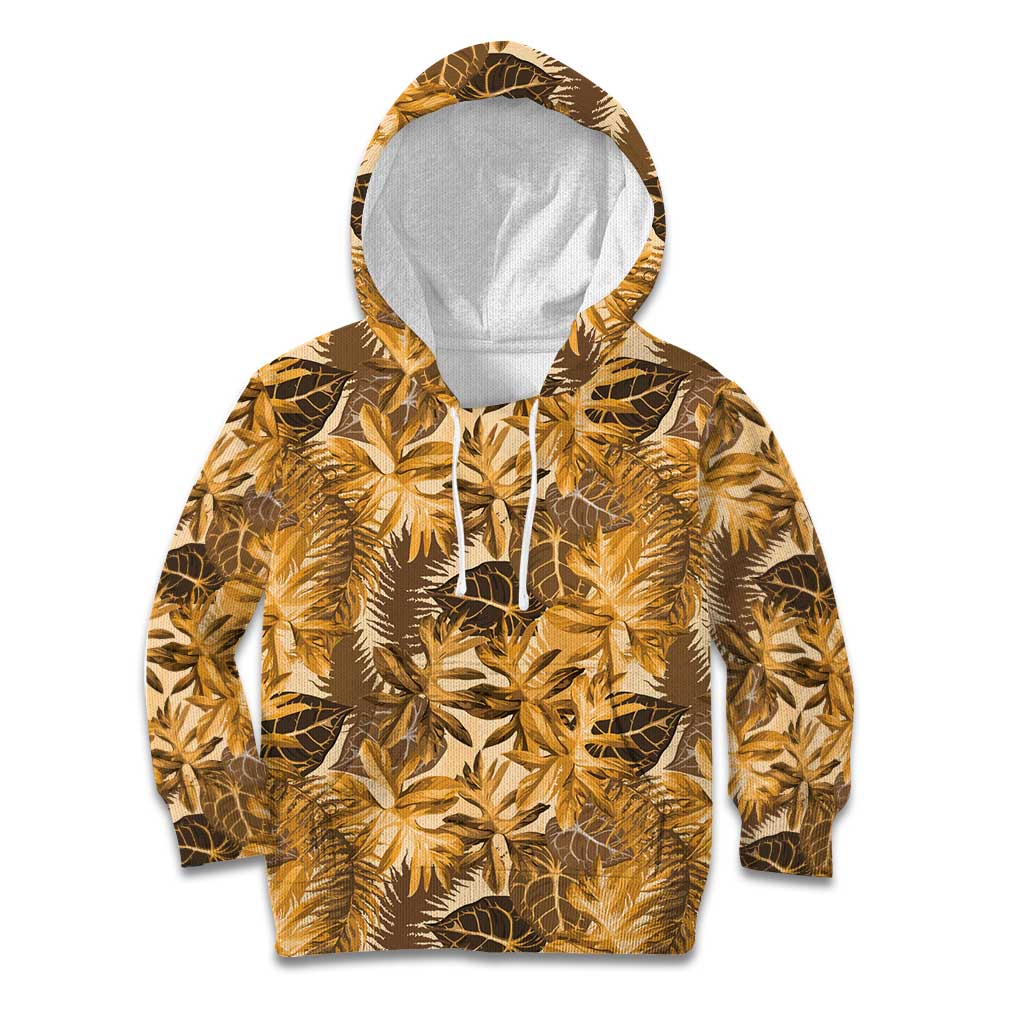 Hawaii Gold Tropical Leaves Kid Hoodie - Polynesian Pride