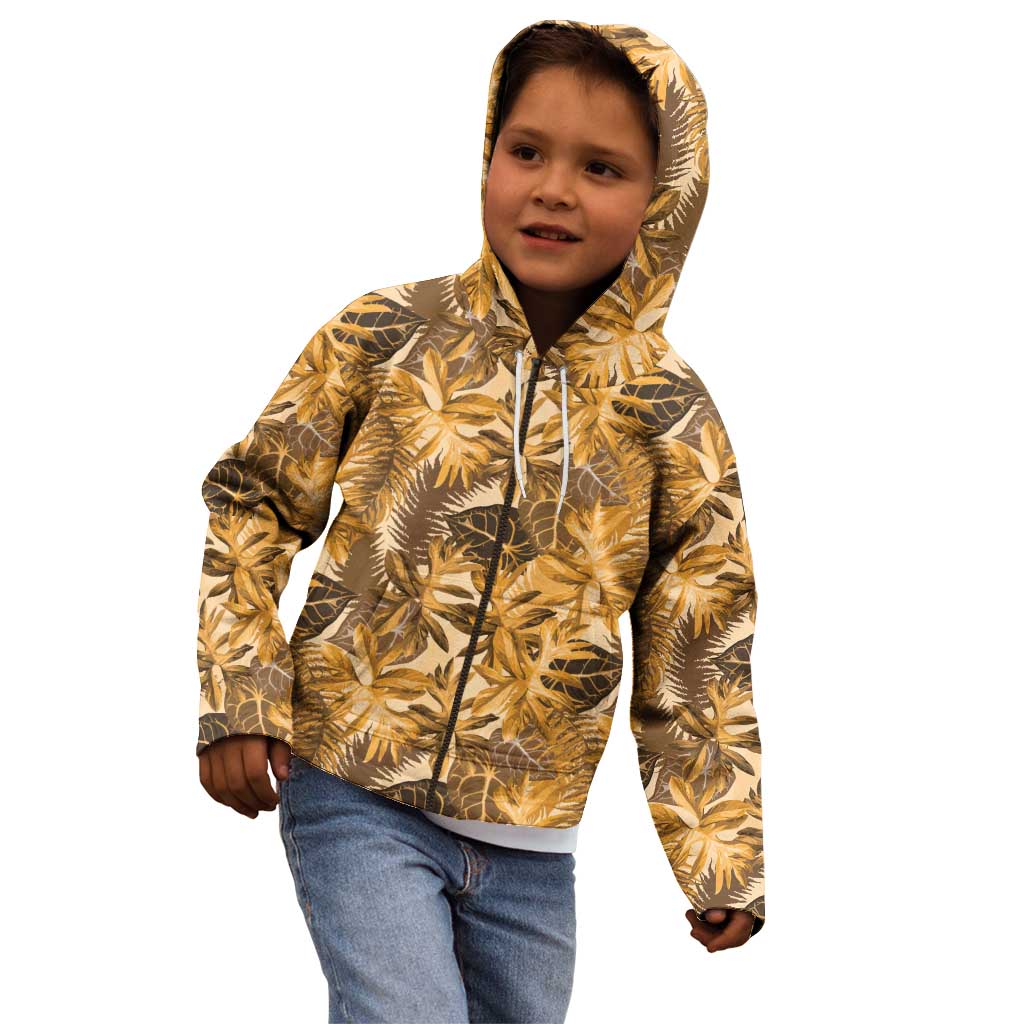 Hawaii Gold Tropical Leaves Kid Hoodie - Polynesian Pride