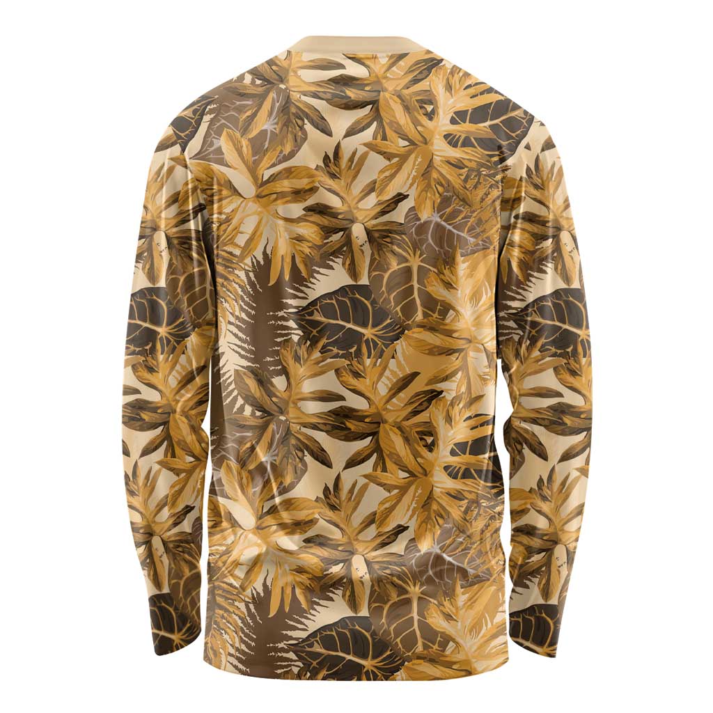 Hawaii Gold Tropical Leaves Long Sleeve Shirt - Polynesian Pride