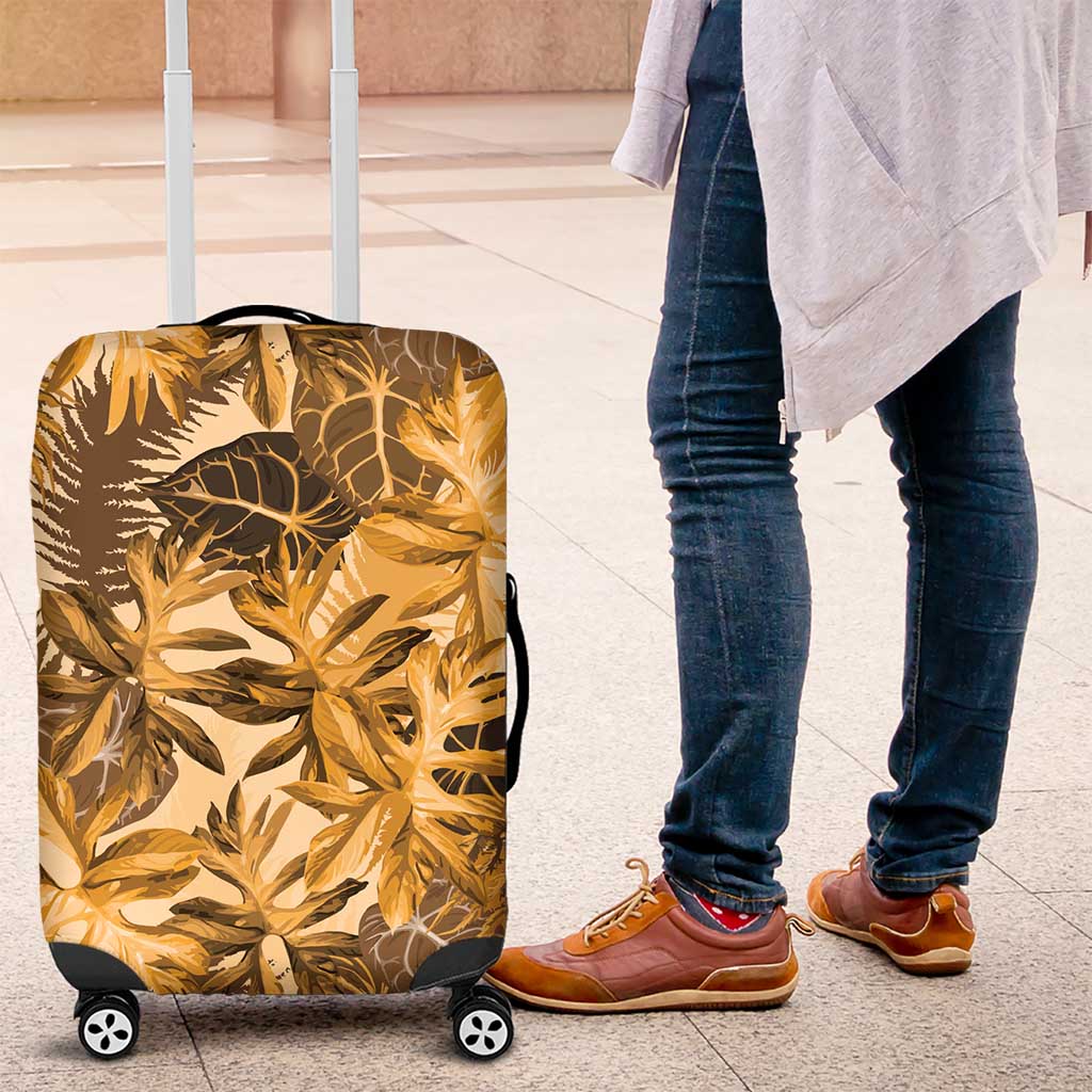 Hawaii Gold Tropical Leaves Luggage Cover - Polynesian Pride