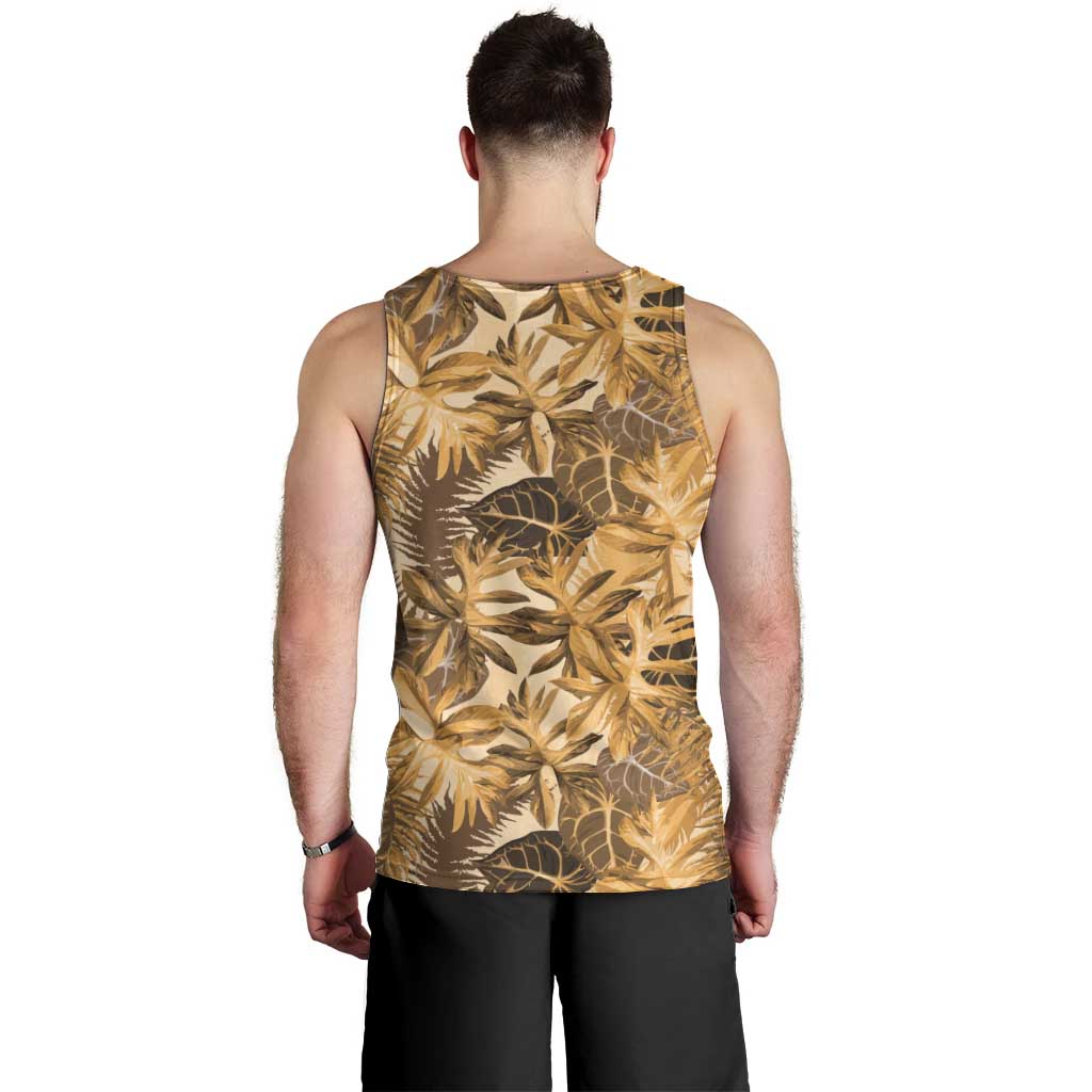 Hawaii Gold Tropical Leaves Men Tank Top - Polynesian Pride