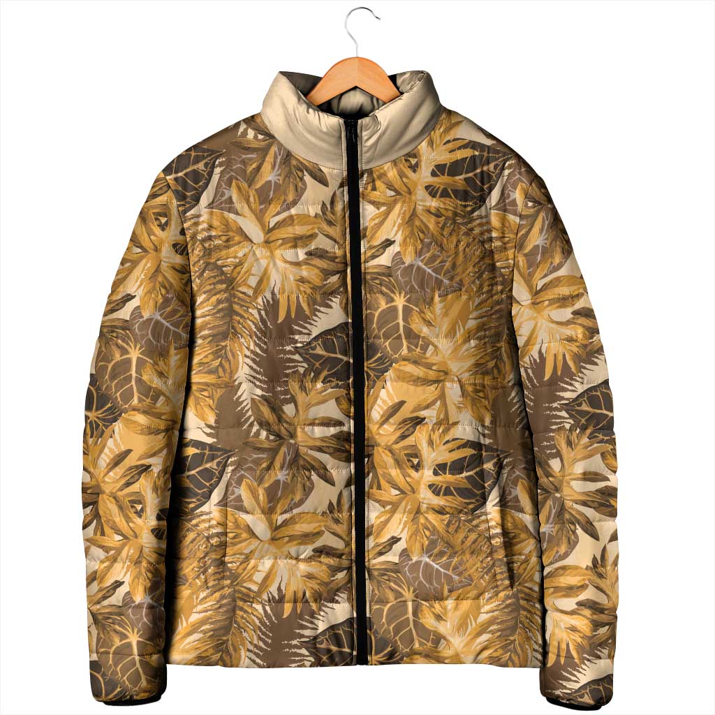 Hawaii Gold Tropical Leaves Padded Jacket - Polynesian Pride