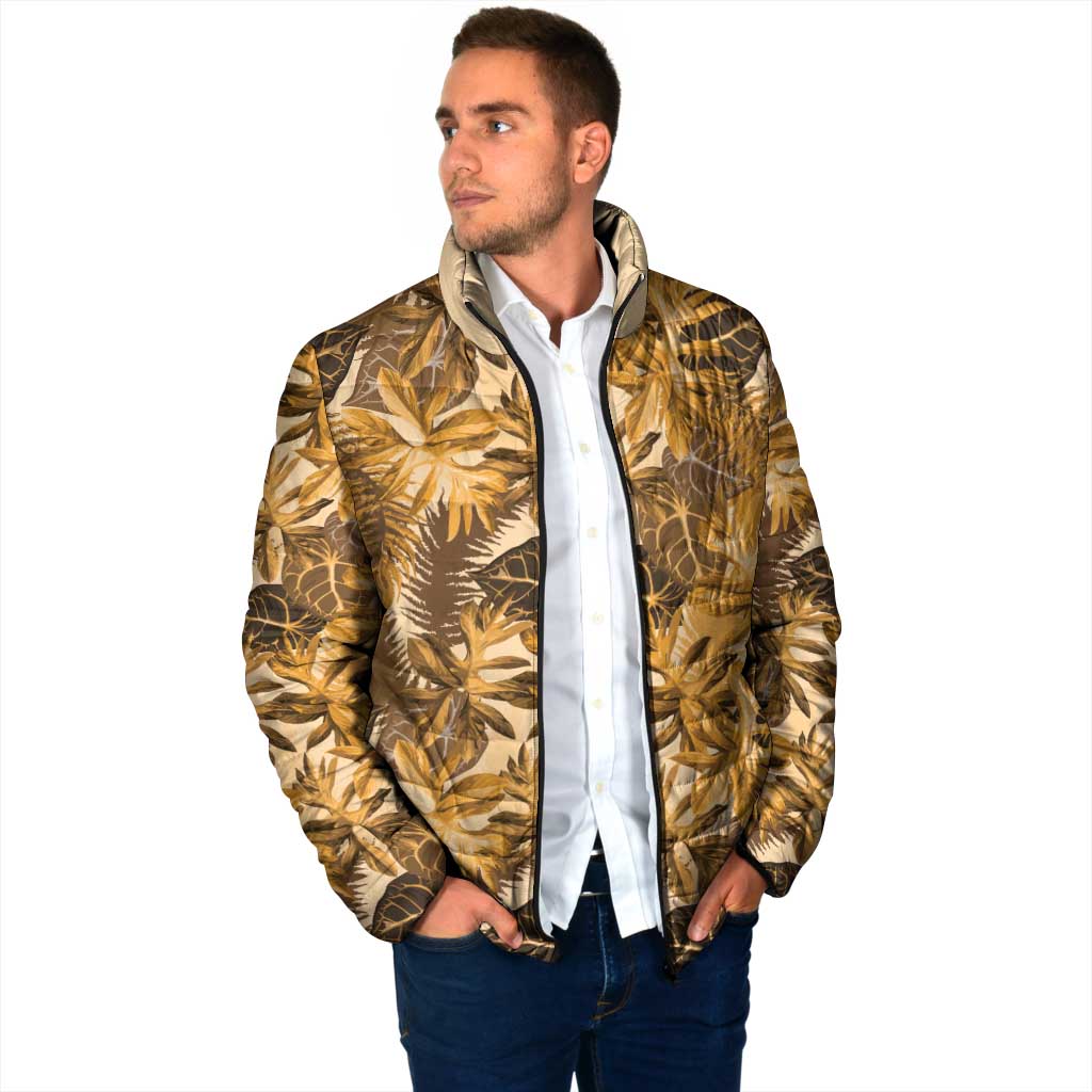 Hawaii Gold Tropical Leaves Padded Jacket - Polynesian Pride