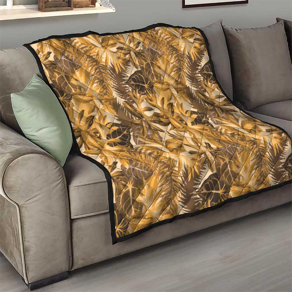 Hawaii Gold Tropical Leaves Quilt - Polynesian Pride