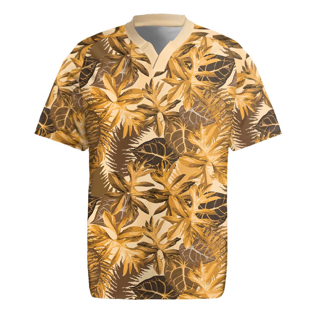 Hawaii Gold Tropical Leaves Rugby Jersey - Polynesian Pride
