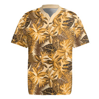 Hawaii Gold Tropical Leaves Rugby Jersey - Polynesian Pride