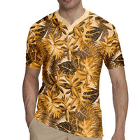 Hawaii Gold Tropical Leaves Rugby Jersey - Polynesian Pride