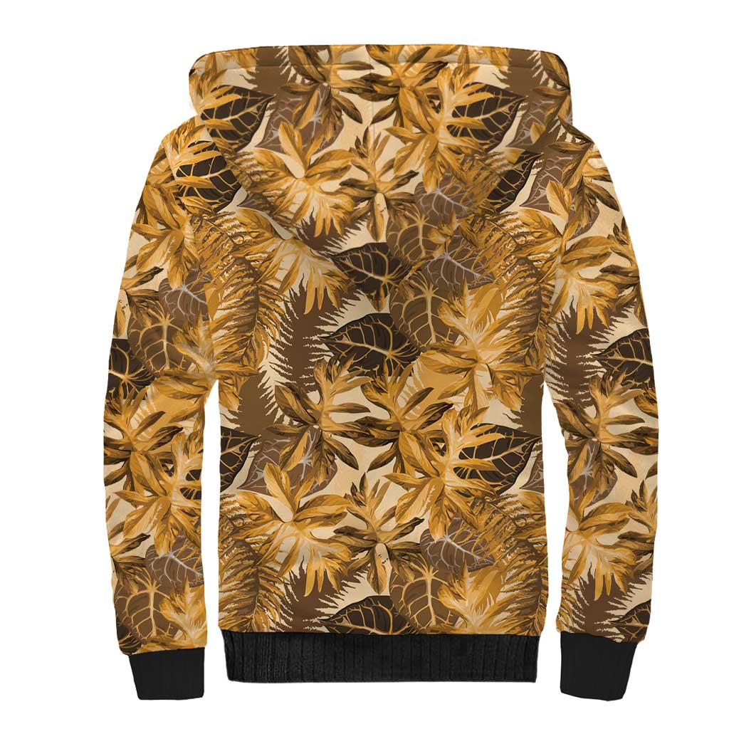 Hawaii Gold Tropical Leaves Sherpa Hoodie - Polynesian Pride