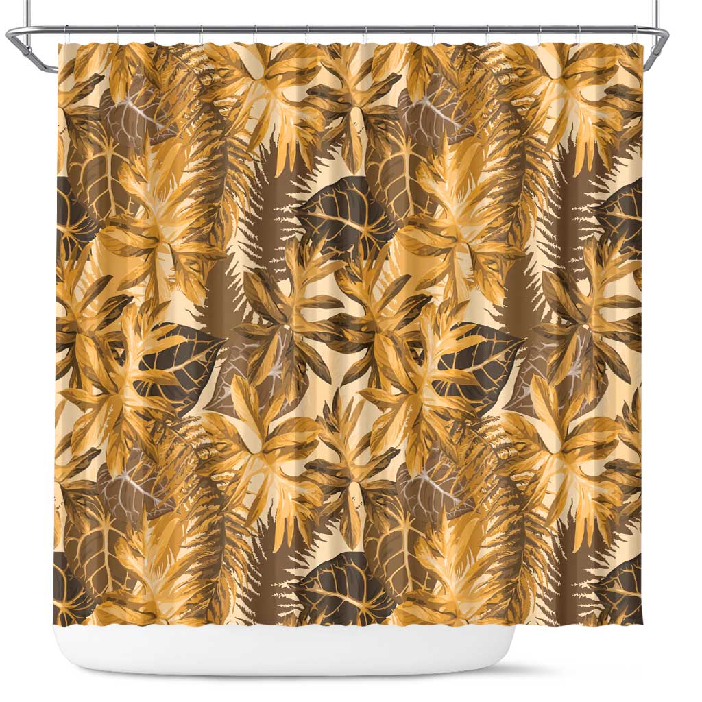 Hawaii Gold Tropical Leaves Shower Curtain - Polynesian Pride