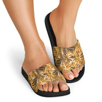 Hawaii Gold Tropical Leaves Slide Sandals - Polynesian Pride