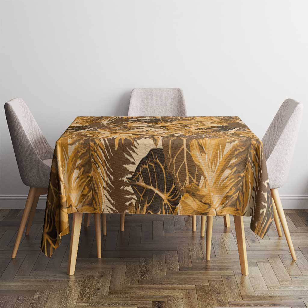 Hawaii Gold Tropical Leaves Tablecloth - Polynesian Pride