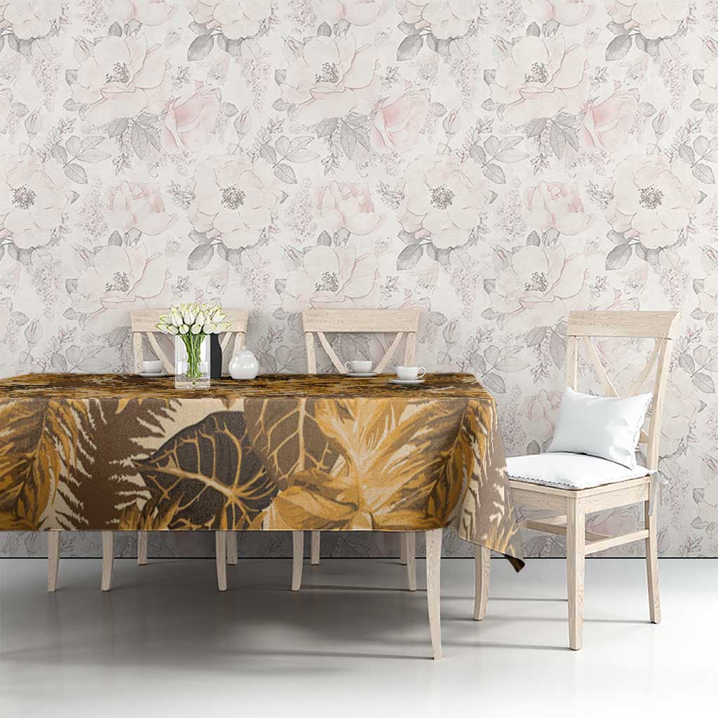 Hawaii Gold Tropical Leaves Tablecloth - Polynesian Pride