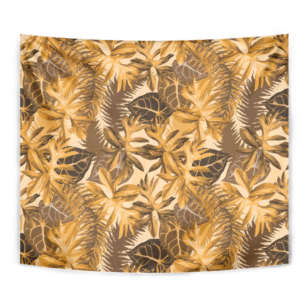 Hawaii Gold Tropical Leaves Tapestry - Polynesian Pride