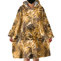 Hawaii Gold Tropical Leaves Wearable Blanket Hoodie - Polynesian Pride