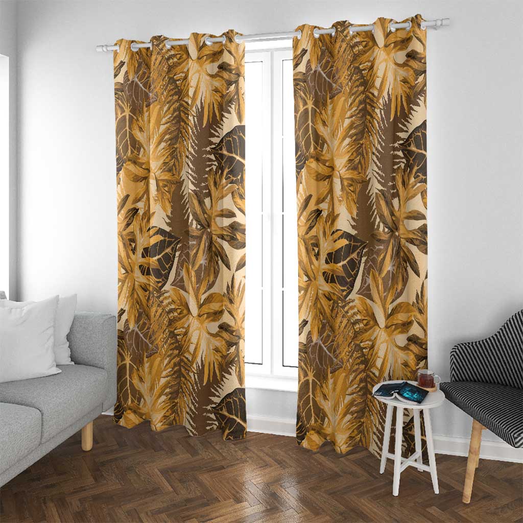 Hawaii Gold Tropical Leaves Window Curtain - Polynesian Pride