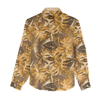 Hawaii Gold Tropical Leaves Women Casual Shirt - Polynesian Pride
