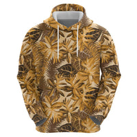 Hawaii Gold Tropical Leaves Zip Hoodie - Polynesian Pride