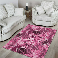 Hawaii Pink Tropical Leaves Area Rug - Polynesian Pride