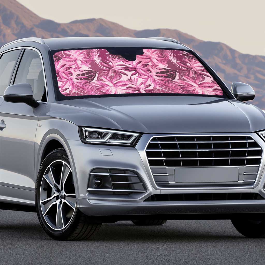 Hawaii Pink Tropical Leaves Auto Sun Shade - Polynesian Pride