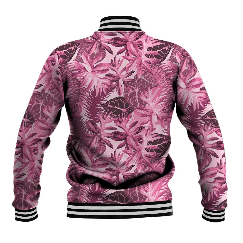 Hawaii Pink Tropical Leaves Baseball Jacket - Polynesian Pride