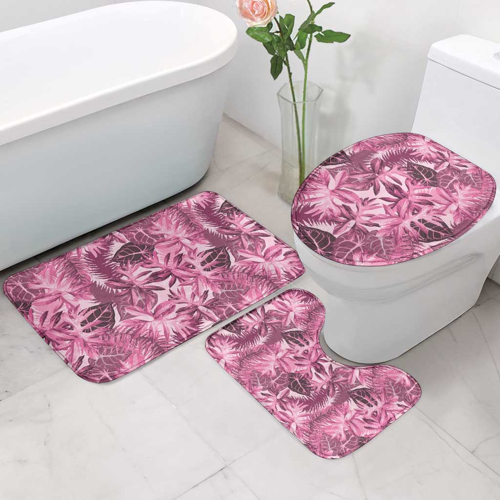 Hawaii Pink Tropical Leaves Bathroom Set - Polynesian Pride