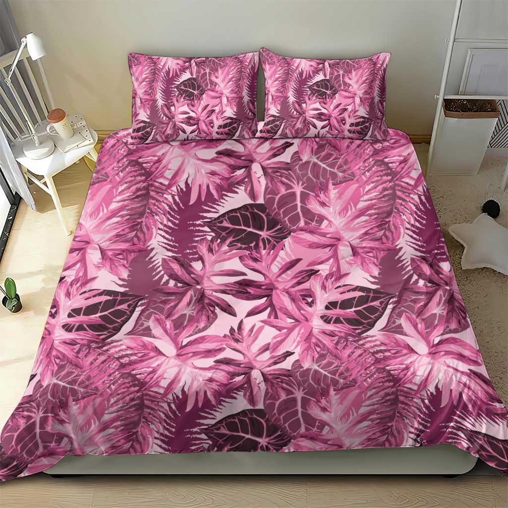 Hawaii Pink Tropical Leaves Bedding Set - Polynesian Pride