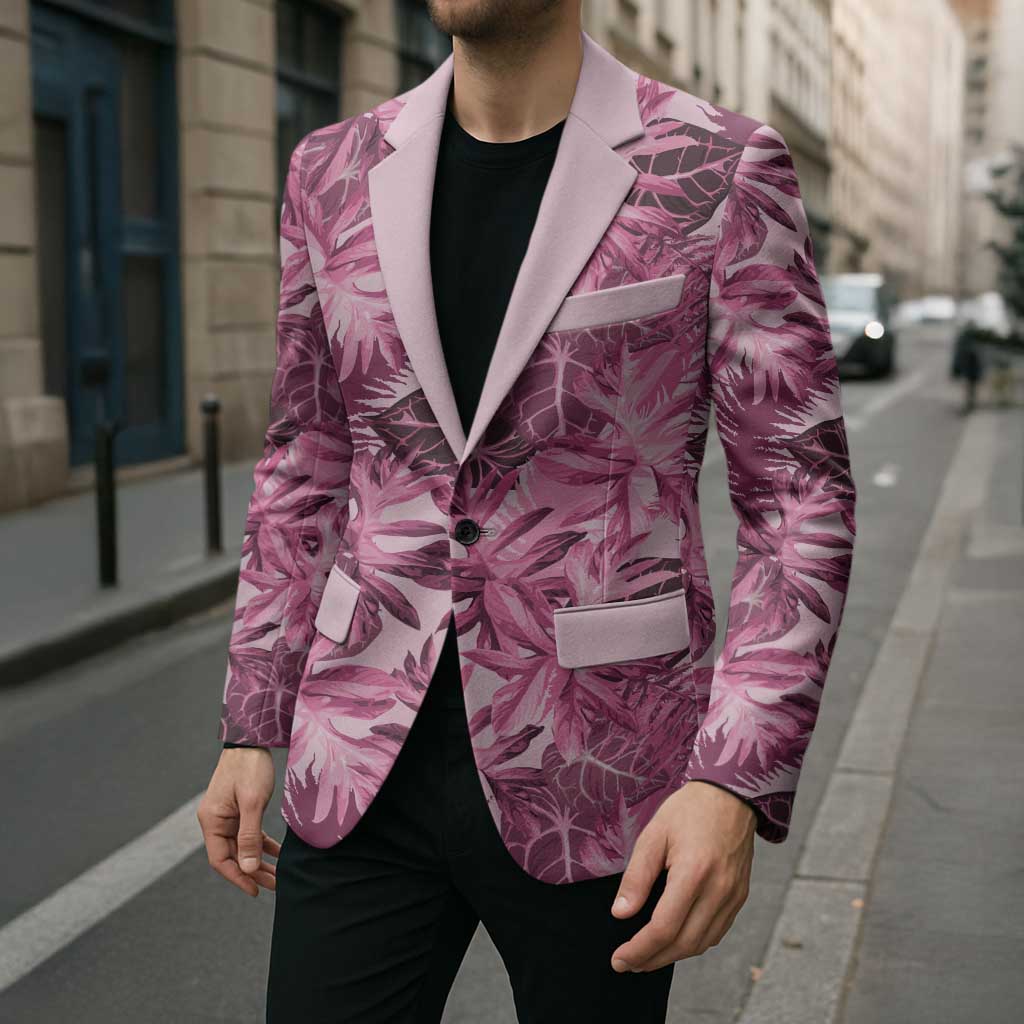 Hawaii Pink Tropical Leaves Blazer - Polynesian Pride
