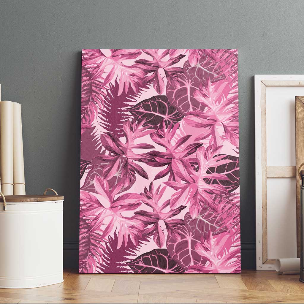 Hawaii Pink Tropical Leaves Canvas Wall Art - Polynesian Pride